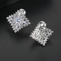 Material: Copper, Rhodium Plated, Cubic ZirconiaSize: 1.7cm by 1.7cmWeight: 3.6g per pairDesign: Crystal Square Diamond Shaped Stud Earrings Color: White, Silver White Cubic Zirconia Flower Earrings For Formal Occasions, Formal White Flower Earrings In Cubic Zirconia, Formal White Flower Earrings With Cubic Zirconia, Formal White Cubic Zirconia Flower Earrings, Diamond White Pierced Cubic Zirconia Crystal Earrings, Diamond White Cubic Zirconia Pierced Crystal Earrings, Diamond White Cubic Zirconia Crystal Earrings, Pierced Diamond White Cubic Zirconia Crystal Earrings, White Cubic Zirconia Pierced Diamond Earrings