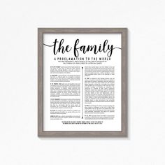 a framed poster with the words, the family is an important place to be