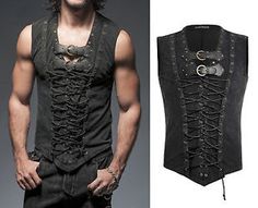 Punk-Rave-Mens-Steampunk-Gothic-visual-kei-Vest-Tank-Top-Sleeveless-T-Shirt-T421 Fitted Gothic Tank Top For Streetwear, Black Gothic Tank Top For Streetwear, Gothic Sleeveless Vest, Edgy Fitted Vest For Festivals, Gothic Sleeveless Tank Top For Alternative Fashion, Edgy Sleeveless Vest For Festivals, Gothic Fitted Vest For Streetwear, Gothic Sleeveless Tank Top, Black Gothic Vest For Summer