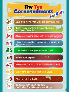 the ten commandments for kids to learn how to use them in their homes and school