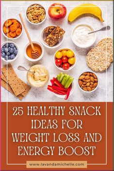 Discover 25 delicious and nutritious snack ideas for weight loss and energy boost. Perfect for anyone on a health journey! Protein Rich Snacks, Healthy Snack Ideas, Protein Packed Snacks, Diet Recipes Easy, Low Calorie Snacks, Snack Options, Nutritious Snacks, Health Journey, Energy Boost