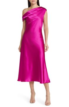 Wedding Guest Dresses, Dress The Population, Satin Midi Dress, Nordstrom Dresses, Guest Dresses, Wedding Guest Dress, Midi Length, Wedding Guest, One Shoulder