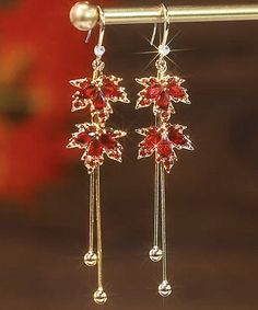 Classy Red Sterling Silver Overgild Zircon Maple Leaves Tassel Drop EarringsMade of fine Sterling Silver Overgild Zircon Maple Leaves Tassel.Measurement: 7cm/2.73" * 1.8cm/0.702". Matches easily with daily hairstyle, dresses Shirts Real Drawing, Fav Flower, Combat Clothes, Ethereal Jewelry, Full Outfits, Pretty Jewelry Necklaces, Star Cluster, Cottagecore Outfits, Magical Jewelry