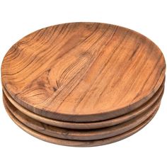 three wooden plates stacked on top of each other