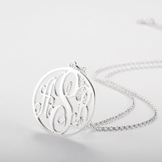 ♥♥ A lovely gift for your wife, girlfriend, loved one, or a special treat just for yourself. This Sterling Silver Monogram Necklace is the latest fashion trend that all celebrities have been wearing. One of the hottest trends in fashion history. This classic Monogram Necklace makes the perfect birthday gift or a unique gesture for any occasion, Wedding, Christmas, Valentines, Anniversary, or just because. This necklace pendant arrives in an elegant gift box, ready for giving or receiving. ♥♥ PER Elegant Silver Initials Jewelry, Elegant Silver Jewelry With Initials, Classic Sterling Silver Initials Jewelry, Classic Sterling Silver Jewelry With Initials, Elegant White Monogram Jewelry, Classic Monogram Pendant Jewelry, Elegant White Monogram Necklace, White Gold Monogram Necklace For Anniversary, Elegant Monogram Pendant Jewelry