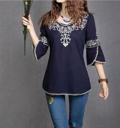 Ethnic Oriental Hippy Boho Peasant 70's Moroccan Indian Travel Retro Blouse Top Bohemian Cotton Peasant Top, Bohemian Cotton Blouse With Bell Sleeves, Vintage Cotton Peasant Top For Spring, Bohemian Cotton Tops With Bell Sleeves, Bohemian Cotton Top With Bell Sleeves, Bohemian Bell Sleeve Cotton Top, Bohemian Bell Sleeve Tops With Embroidery, Bohemian Style Embroidered Bell Sleeve Tops, Vintage Cotton Blouse For Festival