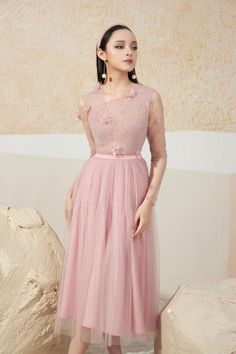 Schwim Gathered Long Sleeved Mesh Sheer Midi Dress | MEAN BLVD Party Evening Dress With Floral Applique In Tulle, Party Evening Dress With Floral Applique And Tulle, Tulle Evening Dress With Floral Applique For Party, Floral Applique Tulle Dress For Banquet, Elegant Floral Applique Dresses For Banquets, Fitted Evening Dress With Floral Applique For Banquet, Party Dresses With 3d Flowers And Tulle, Party Dresses With 3d Flowers In Tulle, Long Sleeve Floral Applique Prom Dress