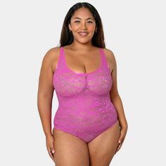 A gorgeous bodysuit with a romantic floral pattern that doesnt show through under your clothes. Soft all-over lace is semi sheer opacity due to the floral design, providing more modest coverage yet still lightweight and breathable. 360 degrees of stretch that supports for easy all-day wear and comfort. This plus size floral lace bodysuit gives you sexy style & ultimate comfort in one. Smooth to the touch, made of one layer of stretch lace with mesh. Bottom hook and eye adjustability makes this b Scoop Neck Bodysuit, Busty Fashion, Bodysuit Lingerie, Lace Bodysuit, Stretch Lace, Lingerie Lace, Women Lingerie, Floral Lace