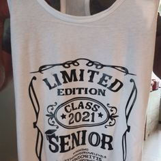 Limited Edition Senior Graduation Tee Customize Your Own Unisex/Fitted Custom More Options Available Upon Request Senior Custom Shirts, White Crew Neck Tank Top With Slogan, White Relaxed Fit Tank Top With Letter Print, White Relaxed Fit Tank Top With Graphic Print, Senior Tshirts, Class Tshirts, Graduation Tshirt, Dad Bodies, Senior Class Shirts