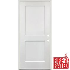 a white door with the fire rated logo on it