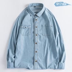 Gender:Men Edition type:Loose Elasticity:No-Elasticity Hem Type: Regular Hem Collar/Neckline:Lapel Sleeve: Long Sleeve Thickness:Mid-weight Design Elements:Design Pocket Style: Casual Material:100% Cotton,Denim Shirt Washing Mode: Machine Wash Size:S-3XL Weight:650G Theme:Fit for Men's Spring Outfits/Summer Outfits/Fall Outfits/Winter Outfits Occasion: Outdoor /Home /Daily /Casual/Festival/Workwear/Street/Travel/holiday/vacation Size Length Bust Shoulder Sleeve cm inch cm inch cm inch cm inch S Casual Single-breasted Shirt For Spring, Casual Denim Shirt For Fall, Washed Blue Chambray Long Sleeve Denim Top, Long Sleeve Chambray Denim Top In Washed Blue, Casual Cotton Denim Jacket, Casual Collared Denim Jacket For Streetwear, Trendy Long Sleeve Denim Shirt, Casual Single-breasted Shirt For Fall, Casual Washed Collared Denim Top