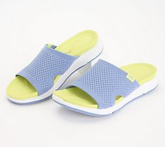 Triumph this summer in a pair of knit slides engineered for superior comfort yet stylishly fun to wear for all your sun-filled excursions. From Ryka. Casual Slip-on Flip Flops For Vacation, Breathable Slip-on Slides For Summer, Green Slip-on Sandals For Summer, Comfortable Slip-on Sport Sandals For Vacation, Casual Slip-on Sport Sandals For Summer, Comfortable Slip-on Slides For Vacation, Sporty Slip-on Sandals For Beach, Lightweight Slip-on Slides For Vacation, Breathable Slip-on Flip Flops For Spring