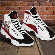 Jesus   Walk By Faith Cross Shoes White J13 Sneakers  040422Lk Lightweight construction with breathable mesh fabric provides a comfortable and flawless fit. Cross Shoes, Jesus Is King, Faith Cross, Faith Over Fear, Walk By Faith, Trendy Sneakers, Latest Shoes, Jesus Is, Shoes White