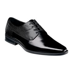 The Stacy Adams Kirkley Plain Toe Oxford has a clean, elegant design that is complimented by eye-catching textured leather along the collar and a modern silhouette. The simple style gives this shoe a unique versatility so that it can be worn to the office and after hours.Features: Cushioned, ComfortClosure Type: Lace-UpShoe Heel Height: 1 1/4 InchesUpper/Outer Base Material: 54% Full Grain Leather, 46% PolyuretheneShoe Lining Material: LeatherSole Material Content: 100% Thermoplastic-RubberToe T Sleek Formal Oxfords With Pointed Toe, Sleek Pointed Toe Oxfords For Formal Occasions, Formal Dress Shoes With Textured Sole And Pointed Toe, Semi-formal Pointed Toe Dress Shoes With Textured Sole, Elegant Wingtip Leather Shoes With Perforated Toe Box, Formal Leather Shoes With Textured Sole And Pointed Toe, Formal Leather Shoes With Textured Pointed Sole, Elegant Leather Wingtip Shoes With Perforated Toe Box, Formal Leather Shoes With Textured Pointed Toe