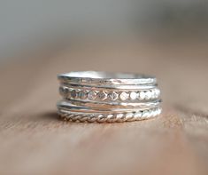 Beautiful mix of stacking rings. Rings are .925 sterling silver. Slim stacking rings. Set of 6. Three .925 Sterling silver rings (2 smooth, 2 textured, 1 twist ring, 1 bead ring) If you don't see your size please feel free to message me. All orders ship in a gift box. If you are ordering multiple items and want them boxed separately, please let me know in the notes at checkout. I ship via USPS. Please review the estimated delivery date and processing times. Processing times vary based on how bus Spacer Rings, Sterling Silver Stackable Rings, Rope Ring, Stackable Ring Sets, Stackable Rings Silver, Rope Rings, Ring Spacer, Rings Sterling Silver, Sterling Silver Stacking Rings