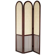 DecMode 49" x 67" Dark Brown Wood Arched 3 Panel Room Divider Screen with Slatted Wood Base and Tan Rattan Panels, 1-Piece is a unique addition to your stylish home. Ideal for use in your living room or bedroom, this brown privacy screen can create separate spaces or simply serve as an attractive decor piece. This item ships in 1 carton. Suitable for indoor use only. This item ships fully assembled in one piece. Item features 3 panel screens. This is a single dark brown colored folding panel par Panel Partition, Privacy Screens Indoor, 3 Panel Room Divider, Wood Room Divider, Wood Arch, Room Divider Screen, Divider Screen, Panel Room Divider, Wood Room