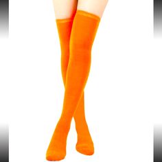 Women's Orange Over-The-Knee Casual Socks Size 36-39 Nwt Long Orange Socks, Thigh Socks, Orange Socks, 2024 Halloween, Mouth Guard, Casual Socks, Bright Orange, Woodstock, Thigh Highs