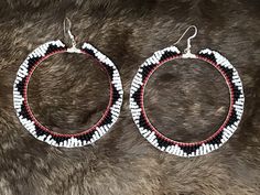 Authentic Beautiful Navajo Handcrafted Wedding Basket Hand Beaded Earrings . 3 inch hoops Perfect for a Gift❤️ Handcrafted by Navajo Artist R. Sellers Traditional Small Hoop Beaded Jewelry, Traditional Round Beaded Earrings With Large Beads, Traditional Beaded Hoop Jewelry, Traditional Hoop Beaded Earrings For Festivals, Traditional Beaded Hoop Earrings, Navajo Beaded Earrings, Traditional Festival Beaded Hoop Earrings, Western Beaded Hoop Earrings, Native Hoop Earrings