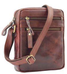 Trendy Fashion Luxury Brown Leather Unisex Cross Body Flight Bag Multi Zip Pockets Small Pouch, Womens Coats Jackets Flight Bag, Large Crossbody Bags, Messenger Bag Men, Mens Leather Bag, Small Pouches, Leather Cross, Leather Travel