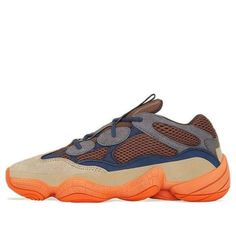 Yeezy 500 Enflame comes constructed in a combination of mesh and features a bubbled outsole that melts into the midsole in a terracotta-orange coloring, whilst the mudguard is dressed in a khaki-green hue that matches the suede toe cap. SKU: GZ5541 Release Date: May 8, 2021 Color: Enflame (SNKR/Unisex/Dad Shoes/Thick Sole/Gift Recommend) Orange Mesh Sneakers For Streetwear, Orange Adidas Running Shoes For Streetwear, Yeezy 500 Enflame, Yeezy 500, Kicks Shoes, Dad Shoes, Adidas Yeezy, Khaki Green, Mesh