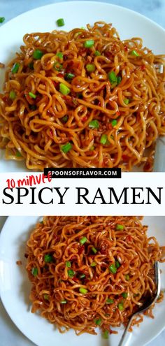 Spicy ramen served on a white plate Unusual Dinner Ideas Recipes, Ramon Noodles Recipes, Top Ramen Recipes, Ramen Noodle Recipes Easy, Spicy Ramen Noodles, Easy Ramen