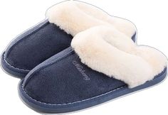 Blue Slip-on Indoor Slippers, Blue Slip-on Slippers For Indoor Use, Blue Indoor Slippers With Cushioned Footbed, Blue Cushioned Indoor Slippers, Blue Casual Indoor Slippers, Blue Non-slip Slip-on Slippers, Warm Slippers, Keep Warm, Slippers