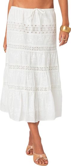 EDIKTED Eyelet Embroidery Cotton Midi Skirt | Nordstrom Cotton Midi Skirt, Eyelet Embroidery, Embroidery Cotton, Midi Skirt, Nordstrom, Embroidery, Skirt, Free Shipping