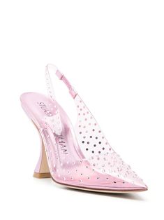 Stuart Weitzman crystal-embellished Transparent Pumps | Pink | FARFETCH Luxury Pink Pointed Toe Slingback Pumps, Luxury Pink Slingback Pumps Pointed Toe, Designer Pink Pointed Toe Slingback Pumps, Designer Pink Slingback Pumps With Pointed Toe, Pink Pointed Toe Slingback Pumps For Wedding, Pink Slingback Pumps With Sculpted Heel For Parties, Luxury Pink Slingback Pumps For Spring, Pink Embellished Slingback Heels, Feminine Pointed Toe Heels With Rhinestones