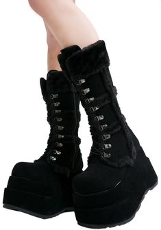 Demonia Full Of Fury Platform Boots | Dolls Kill Emo Shoes, Shoes Platform Boots, Demonia Shoes, Boots Combat, Kawaii Shoes, Black Platform Boots, Future Outfit, Shoes Platform, Black Platform