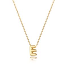 PRICES MAY VARY. 𝐒𝐈𝐙𝐄: Initial E necklace length:16.5"+2" , Bubble letter charm: about 0.31”*0.39”, With 1.0mm wide box chain, Simple and stylish！ 𝐎𝐂𝐂𝐀𝐒𝐈𝐎𝐍: Add this dainty initial necklace to your jewelry collection，It can be worn alone or layered with other necklaces for most everyday outfits. 𝐌𝐀𝐓𝐄𝐑𝐈𝐀: This dainty gold necklace is made of 14K gold plated to ensure a long without faded, that is nickel free, lead free, and hypoallergenic. 𝐀𝐒 𝐀 𝐆𝐈𝐅𝐓: Choose your own gold E Necklace Initial, E Necklace, Gold Letter Pendants, Necklaces Dainty, Name Choker, Obx Dr, Cute Name, Dainty Initial Necklace, Bubble Letter