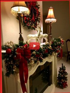 ▷ ▷ christmas tree ideas 2021 red and gold, rustic christmas tree ideas 2021 trends..? Velvet Wreath, Christmas Red Velvet, Diy Christmas Fireplace, Dreamy Christmas, Mantle Ideas, Fireplace Designs, Wreath Garland, Christmas Fireplace Decor, Christmas Themes Decorations