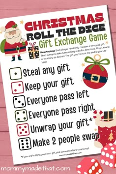 a printable christmas roll the dice game