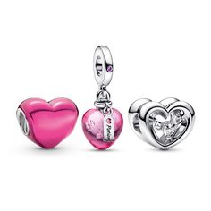 From Pandora, they'll be carrying your love with them wherever they go with this Love Potion Bag Charm Set. Featuring the Love Potion Murano Glass Heart Dangle Charm and Radiant Open Heart Charm styled on the Pandora Moments Small Heart Bag Charm Holder. This set is sure to add a touch of your love and joy to their day, whenever they reach for their tote or wallet. Pandora Bracelet Charms Ideas, Pandora Bracelet Designs, Charms Pandora, Charm Holder, Love Potion, Red Love, Jewelry Accessories Ideas, Pandora Bracelet Charms, Love Bracelet