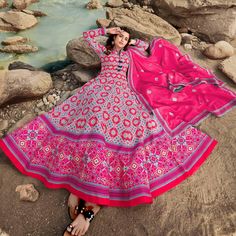 Dazzle up your party look by wearing this Pink Colored Party Wear Anarkali suit. This killer silk party wear suit is beautifully adorned with designer designer patola digital printed long kali Work as shown which makes it appear graceful. This fully stitched anarkali suit comes along with cotton leggings bottom, can can net inner and mul cotton Dupatta. women can buy this ethnic anarkali suit to wear for their upcoming parties functions, receptions, engagement ceremony and family occasions, wher Bridal Salwar, Party Wear Anarkali, Chaniya Choli Wedding, Kurti Lehenga, Suit Anarkali, Silk Anarkali Suits, Silk Anarkali, Fab Dress, Silk Gown