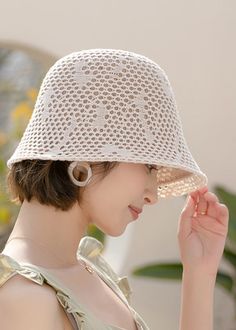 Diy Beige Hollow Out Straw Woven Bucket Hat Bucket Hat Diy, Woven Bucket Hat, Woolen Coat Winter, Woven Hat, Hat Diy, Velour Tops, Daily Hairstyles, Diy Hat, Velvet Skirt