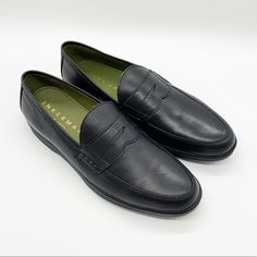 Brand New Without Box Or Tags (Wholesale Overstock Purchase) Inkerman Ny Black Leather Slip On Penny Loafers Size 8 Great Quality Genuine Leather Comfy Rubber Soles No Trades Black Brogue Moccasins For Business Casual, Black Brogue Loafers For Business, Black Loafers With Stitched Sole For Office, Black Business Loafers With Rubber Sole, Black Wingtip Loafers With Leather Footbed, Black Leather Loafers For Business Casual, Black Moccasins With Leather Footbed For Business Casual, Black Loafers With Leather Footbed For Office, Black Rubber Sole Loafers For Semi-formal Occasions