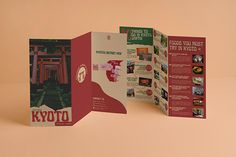 an open brochure showing the inside of a gated in area with pictures on it