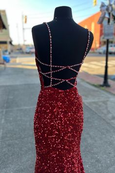 The shiny red sequin mermaid long formal dress features beaded straps, a v-neck with a mesh insert, and a cross back. SKU: 2996 Material: Sequin Zip up back Ship in 7-10 business days Fully lined Built-in bra Size: US 2-16. We offer free returns in 7 days. Please refer to our return policy page for more details. If you have any questions, please feel free to contact us at service@dressesforparty.com. Lavender Prom Dress Long, Red Prom Dress Long, Lavender Prom Dresses, Halter Evening Dress, Prom Dress Evening, Pink Formal Dresses, Prom Dresses For Sale, Wedding Dresses Beaded, Sequin Prom Dresses