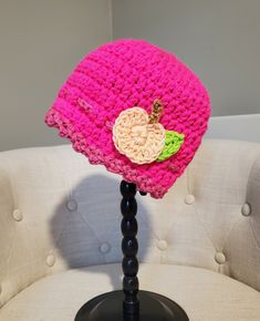 Hand crafted adorable little apricot character inspired beanie style hat for adults. Apricot is part of the strawberry shortcake and friends' family. This crochet beanie cap is perfect for Halloween, raves, parties, or your next EDM festival.  The beanie bucket cap measures approximately 22 inches around without being stretched, which will fit an average adult. Please measure yourself accordingly. Item is made of 100% Acrylic yarn. All appliques are sewn on. Hat is made double stranded for structure and additional durability and stability.  **CONTAINS SMALL PARTS**  While appliques/pom poms are sewn into this hat, as a precaution, please supervise your children when in use. **Items listed are IN STOCK and READY TO SHIP.  Should you desire a different quantity other than what is listed, ple Cute One Size Beanie, Cute Pink Crochet Beanie Hat, Cute Pink Crochet Beanie, Cute Cotton Beanie, Playful Pink Crochet Hat, One Size Fits Most, Cute Pink Crochet Hat, Playful Pink Beanie, One Size Fits Most, Playful Pink Beanie (one Size Fits Most), Playful Pink Beanie