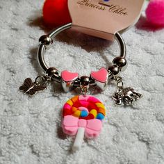 Kids Charm Bracelet - Stainless Steel (Popsicle) - $15 - Nwt. Cute Nickel-free Charm Bracelet For Birthday, Pink Adjustable Bracelet For Playtime, Adjustable Pink Bracelets For Playtime, Adjustable Pink Bracelet For Playtime, Cute Multicolor Nickel-free Bracelets, Cute Multicolor Nickel-free Bracelet, Playful Pink Charm Bracelet For Birthday, Cute Pink Hypoallergenic Charm Bracelet, Pink Cute Hypoallergenic Charm Bracelet