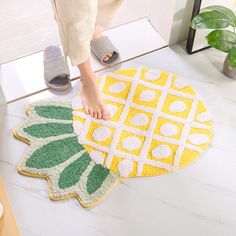 PRICES MAY VARY. Size of bath mat: 31.5''x19.7'' Material: The surface is 100% polyester microfiber material, comfy and soft Absorbent: The bath mat is made of high quality Polyester, which absorbs moisture quickly. The microfiber surface providing softness to your wet feet. Non-slip backing can ensure the bathroom rug is stable on the floor and does not slide easily. Unique: The bath rug is designed with cute cartoon shape and vibrant color, which can be used as great decoration to your bathroo Cartoon Pineapple, Kids Bedroom Rugs, Living Room Furnishings, Laundry Room Rugs, The Close, Small Bath, Bedding Essentials, Be Smart, Toilet Covers