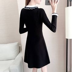 Vintage Knitted Sweater A-Line Dress
modname=ckedi





Size
Length(cm)
Shoulder(cm)
Bust(cm)
Waist(cm)
Sleeve(cm)


S
84
32
80
76
55


M
85
33
84
80
56


L
86
34
88
84
57


XL
87
35
92
88
58 Non-stretch Mini Sweater Dress For Winter, Black Non-stretch Mini Dress For Winter, Casual Black Winter Dresses, Elegant Non-stretch Mini Sweater Dress, Winter Knitted Stretch Mini Dress, Winter Stretch Knitted Mini Dress, Knitted Stretch Mini Dress For Winter, Elegant Knitted Long Sleeve Mini Dress, Elegant Knitted Mini Dress With Long Sleeves