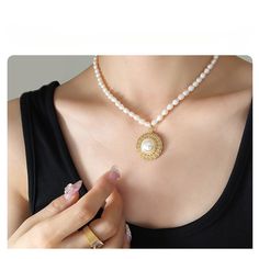 Style: Female Material: Titanium Steel, Freshwater Pearl, Imitation Pearl Pearl Type: Cultured, Uncultured Pearl Color: White Pearl Shape: Irregular, Round Necklace Length: 40+5cm Pendant Length: 2.4cm Pearl Pendant Alloy Jewelry Gift, Gold-plated Alloy Necklace, Gold Alloy Jewelry With Pearl Pendant, Elegant Alloy Chain Necklace For Wedding, Elegant Alloy Pendant Necklace, Elegant Pendant Necklace In Alloy, Gold Metal Pearl Necklace, Gold Alloy Jewelry With Pearl Charm, Silver Alloy Jewelry With Pearl Pendant