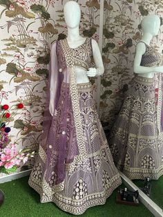 Bridal lehenga choli for wedding function, designer purple lehenga with heavy sequin work, soft net lehenga for reception, designer lengha Fabric details: Color : Purple  Lehnga:heavy net with embroidery sequence thread design work Inner:silk with heavy can-can with canvas patta Duptta:heavy net with embroidery sequence thread design work  Blouse:heavy net with embroidery sequence thread design work (un-stich blouse come) Waist:44" Lenth:44"+ Flair:6 mtr Duptta lenth:2.10mtr Weight:2.200gms Made Semi-stitched Lehenga With Intricate Embroidery, Purple Saree With Intricate Embroidery For Reception, Purple Embroidered Saree For Reception, Designer Net Lehenga With Sheer Dupatta, Purple Lehenga With Sheer Dupatta For Wedding, Purple Embroidered Dupatta For Reception, Floor-length Purple Dupatta With Intricate Embroidery, Purple Dola Silk Dupatta With Intricate Embroidery, Purple Floor-length Dupatta With Intricate Embroidery