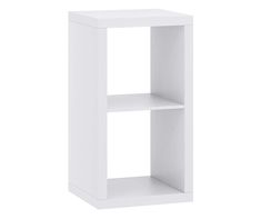 a white shelf with two shelves on each side