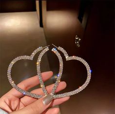 Heart Hoop Earring Love Huggie Large Hoop Earring - Etsy Bangladesh Stile Kylie Jenner, Blessed Wednesday, Crystal Heart Earrings, Expensive Jewelry Luxury, Hoop Earrings Style, Heart Hoop Earrings, Heart Crystal, Jewelry Accessories Ideas, Crystal Hoop Earrings