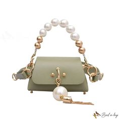 Bird in Bag - Pearl small package new popular fashion handbag female bag chain shoulder bag French crossbody bag Trendy Shoulder Bag With Pearl Handle As Gift, Trendy Green Shoulder Evening Bag, Green Crossbody Evening Bag For Mobile Phone, Green Crossbody Evening Bag With Phone Pocket, Trendy Green Crossbody Evening Bag, Trendy Green Clutch For Mobile Phone, Trendy Top Handle Phone Bag As Gift, Trendy Top Handle Phone Bag For Gift, Trendy Green Crossbody Clutch