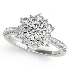 an engagement ring with diamonds on it