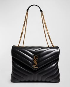 Saint Laurent Loulou Medium YSL Shoulder Bag in Quilted Leather Ysl Chain, Ysl Shoulder Bag, Fits For Fall, Dream Bag, Ysl Logo, Dream Bags, Yves Saint Laurent Bags, S Monogram, Saint Laurent Bag