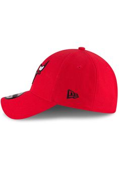 This Chicago Bulls Red Adjustable Hat features a team logo embroidered on the front. Team logo embroidered on the front, Velcro Strap Closure, Team wordmark on back velcro closure, Structured crown, Pre-curved bill, 100% Polyester, New Era logo embroidered on the right side, Poly, Washable, Imported Red Casual Baseball Cap For Fans, Casual Red Baseball Cap For Fans, Red Baseball Cap With Embroidered Logo For Sports, Red Sports Hat With Embroidered Logo, Red Curved Bill Hat With Embroidered Logo, Red Hat With Embroidered Logo And Curved Bill, Red Casual Fitted Hat With Embroidered Logo, Red Hats With Embroidered Logo For Fan Gear, Red Sports Fitted Hat With Curved Visor